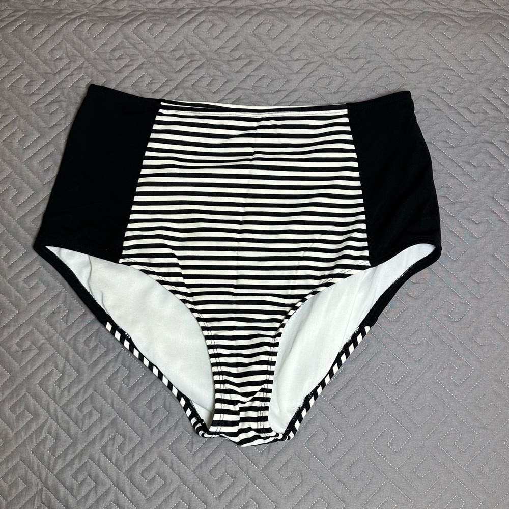 Athleta Striped Bikini Bottom Size Large